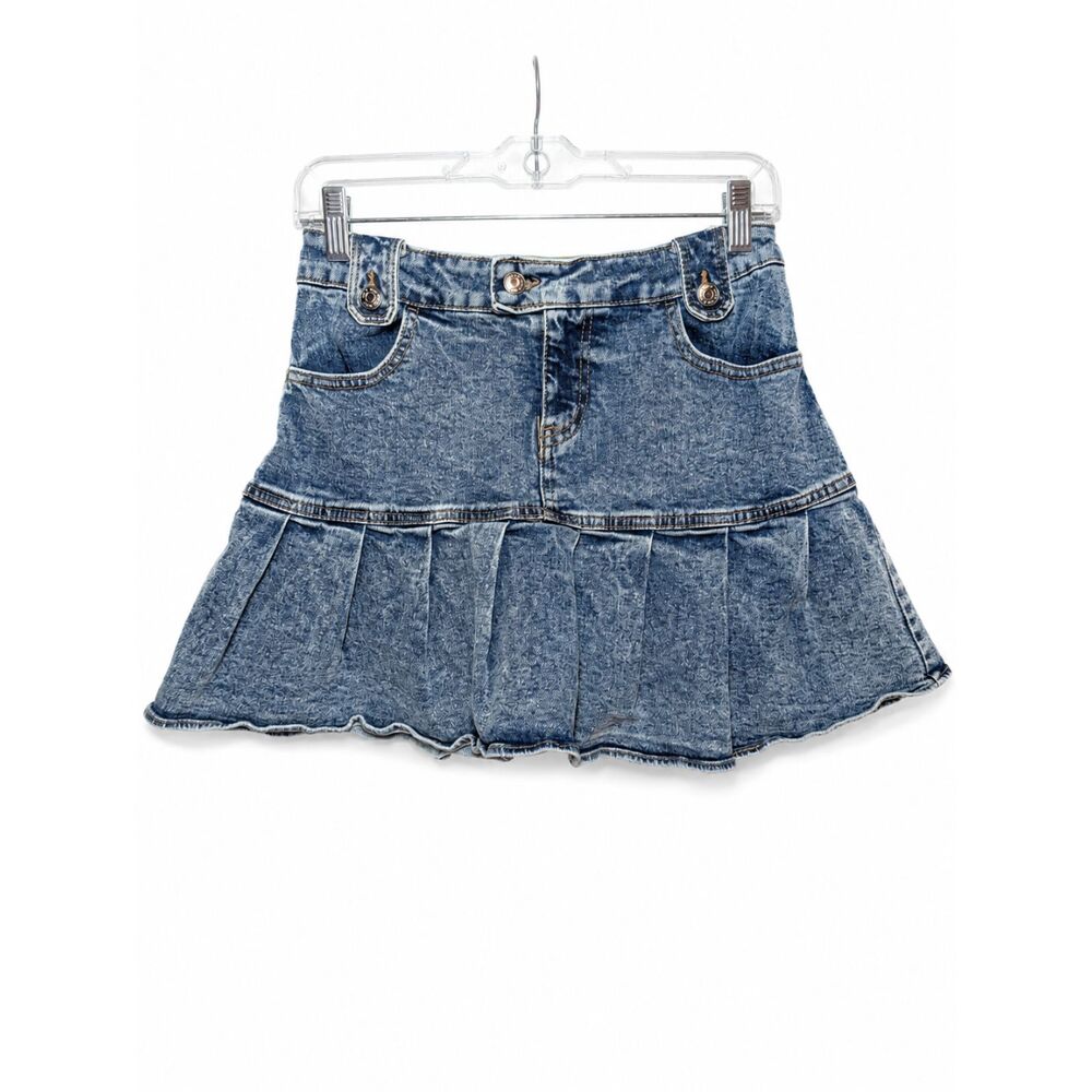 Wild Fable Y2K Acid Wash Pleated Denim Mini Skirt High Rise Size 4 Clueless